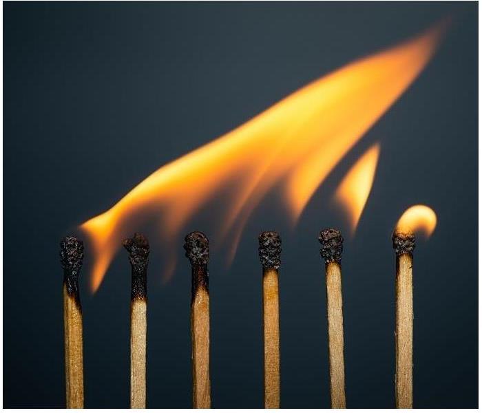 closeup of matches burning