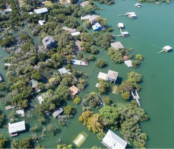Homes in flood waters
